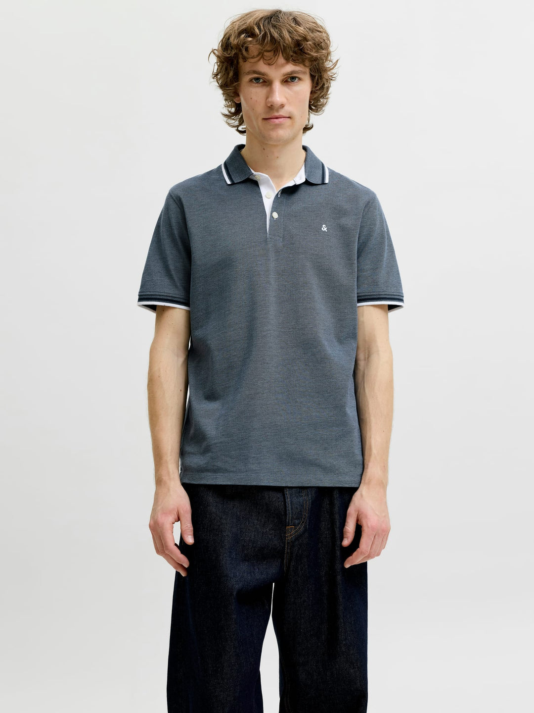 Jack & Jones polo k/m heren blauw melee – JJEPAULOS