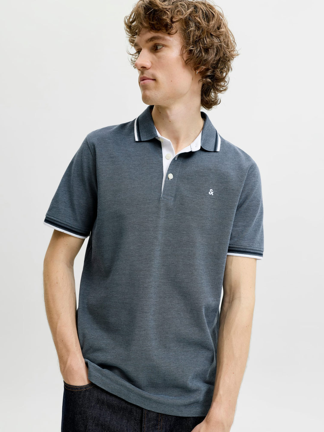 Jack & Jones polo k/m heren blauw melee – JJEPAULOS
