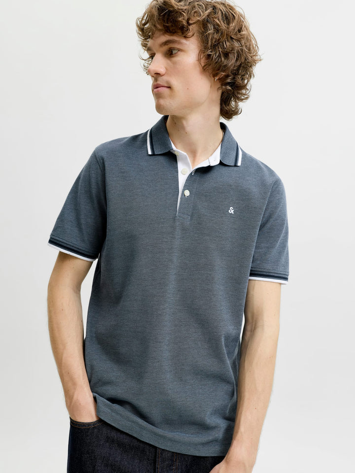 Jack & Jones polo k/m heren blauw melee – JJEPAULOS