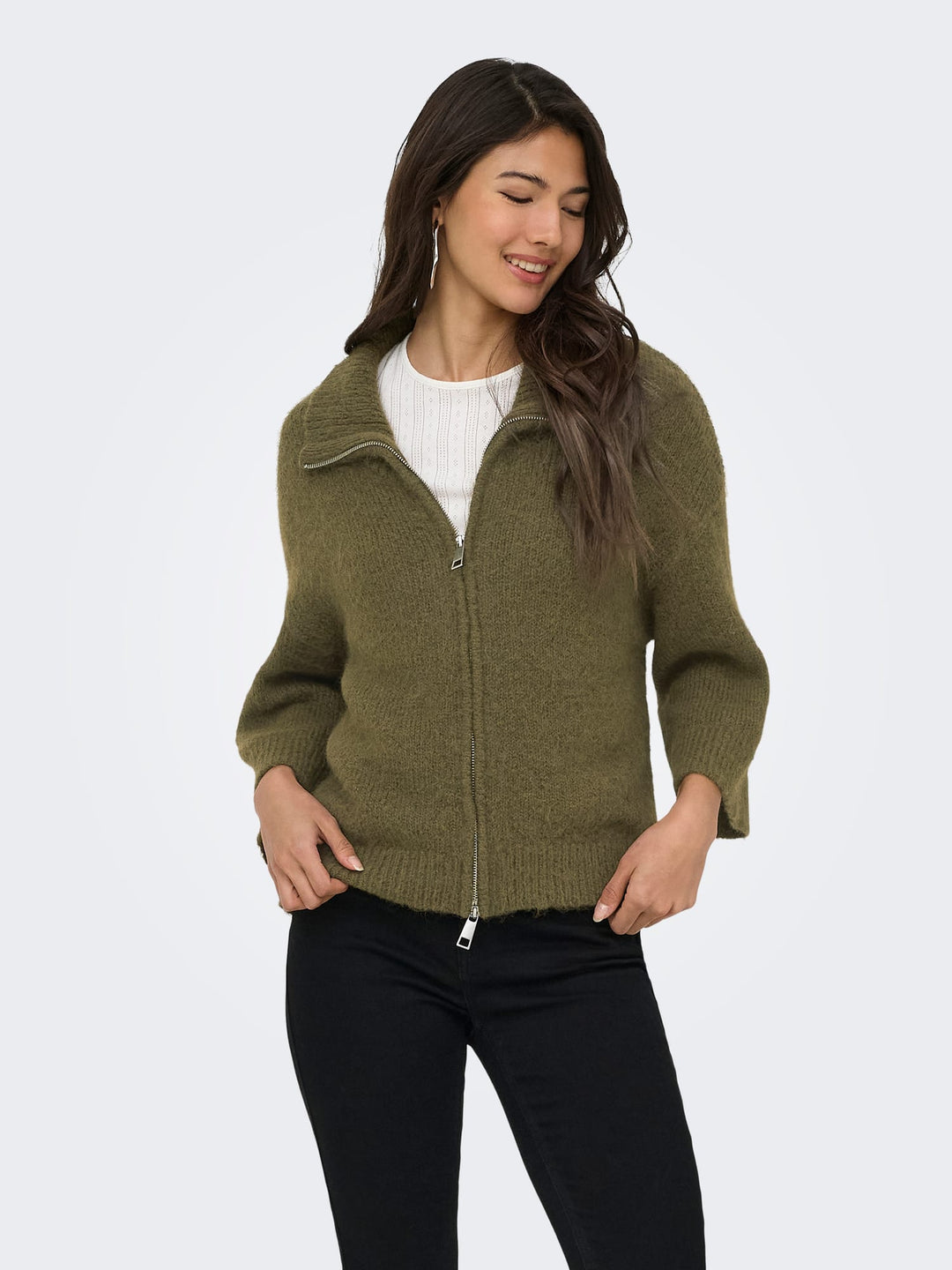 Only 15375131 Maggie vest gebreid olijf – dames