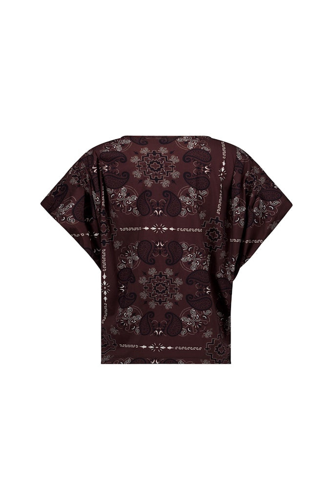 Studio Anneloes Renske paisley vneck top – dames - Bruin Dessin