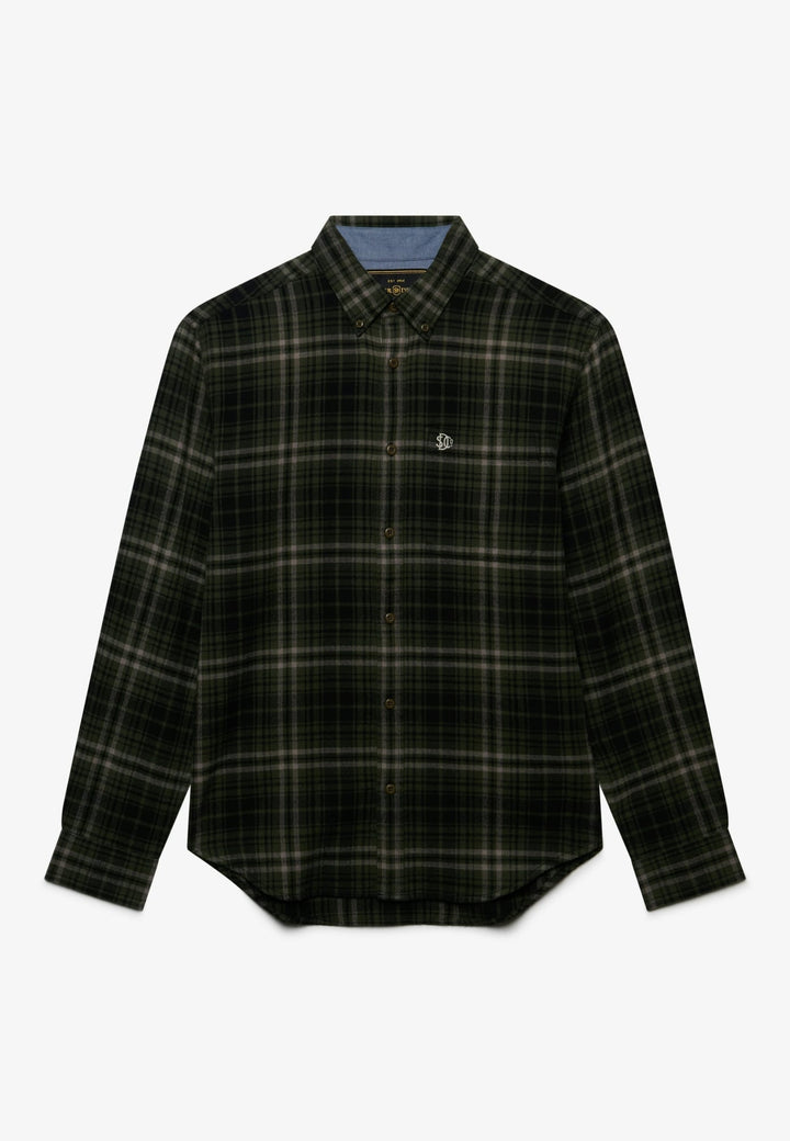 Superdry M4011197A overhemd l/m heren groen dessin