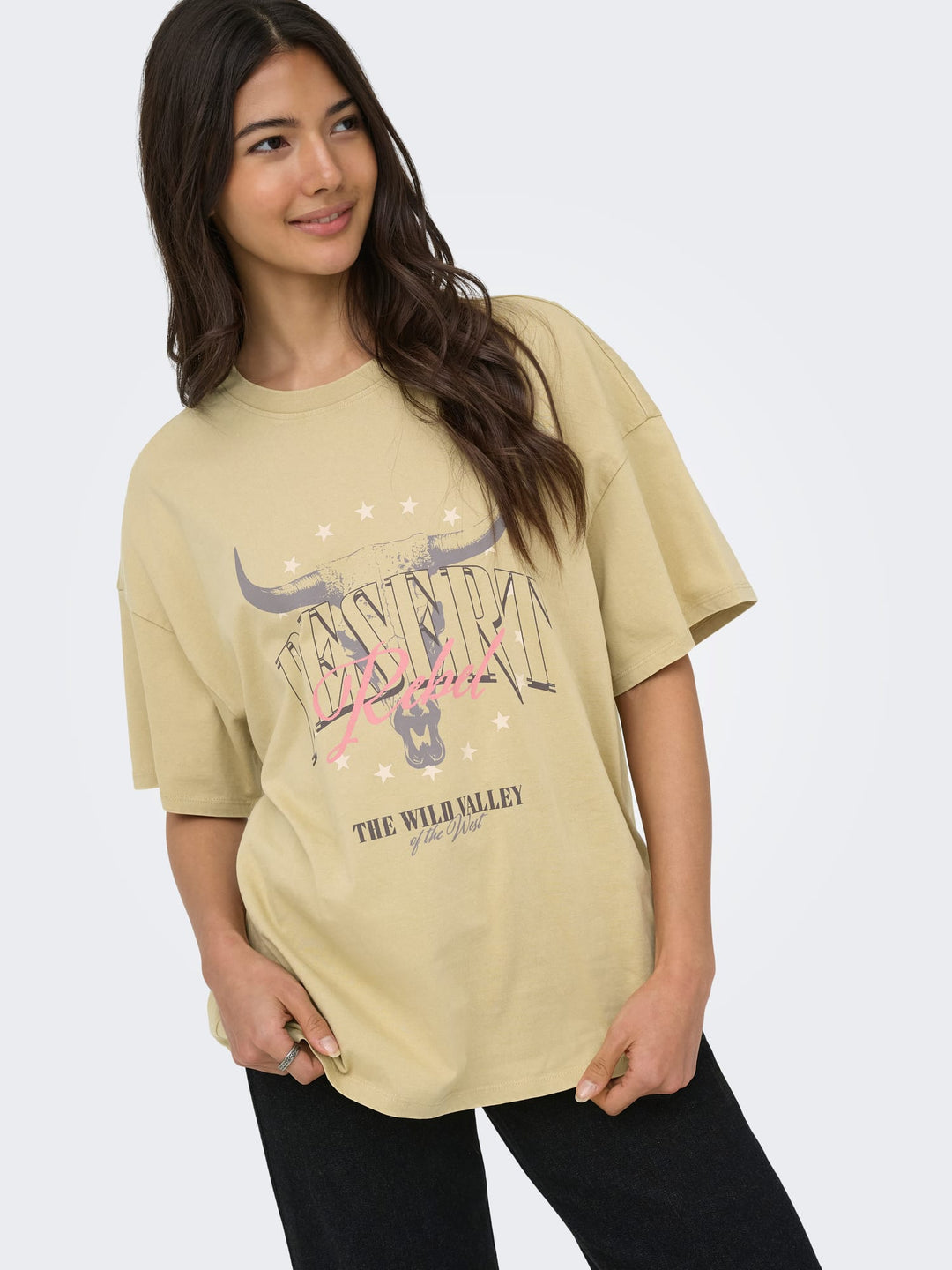 Only ONLMILA S/S PRINT BOX CS JRS T-shirt groen dessin – dames