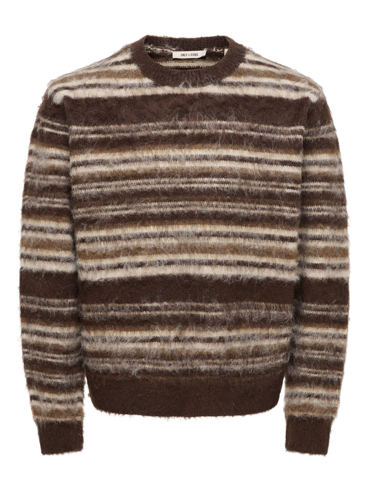ONLY & SONS 22039405 Aiden trui heren bruin dessin