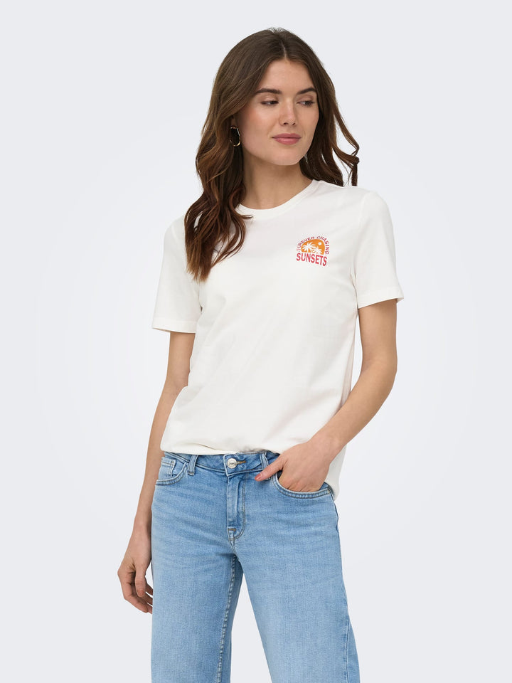 Only 15373349 Fine t-shirt off-white – dames