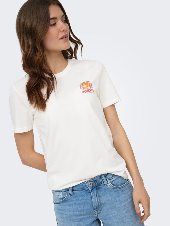 Only Fine T-shirt off-white – dames