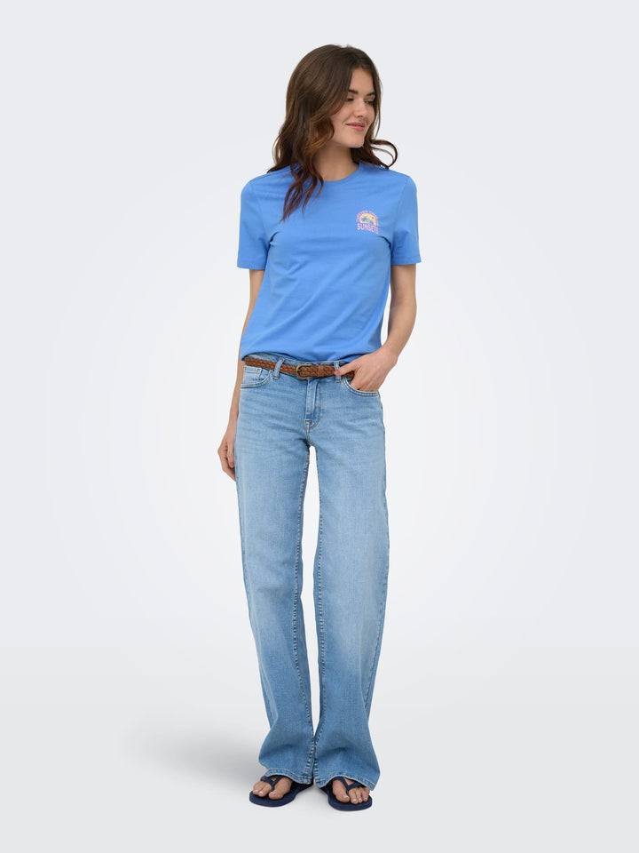 Only Fine T-shirt lichtblauw – dames
