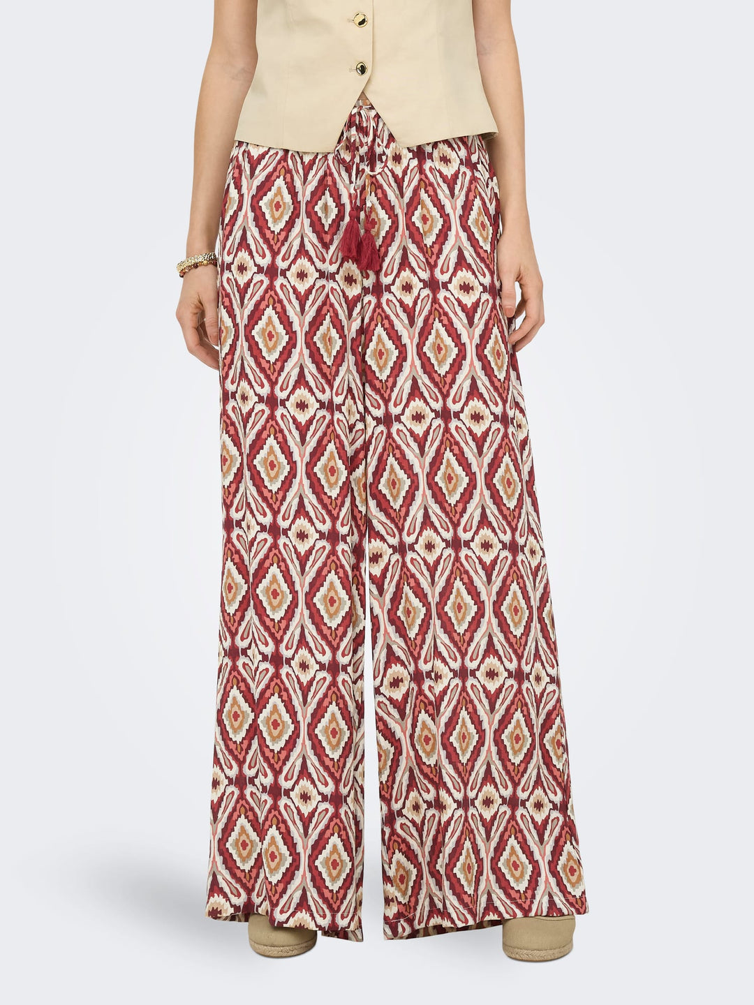 Only ONLGINI MIKASI broek rood dessin – dames