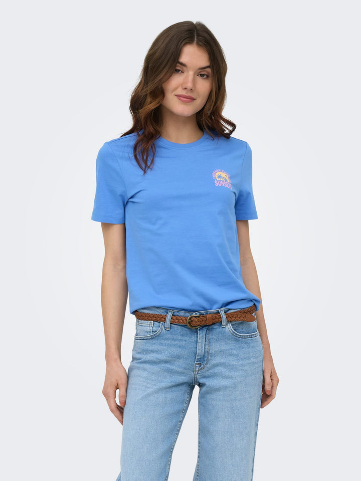 Only Fine T-shirt lichtblauw – dames