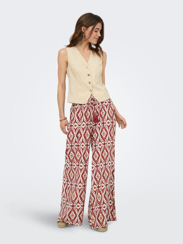 Only ONLGINI MIKASI broek rood dessin – dames
