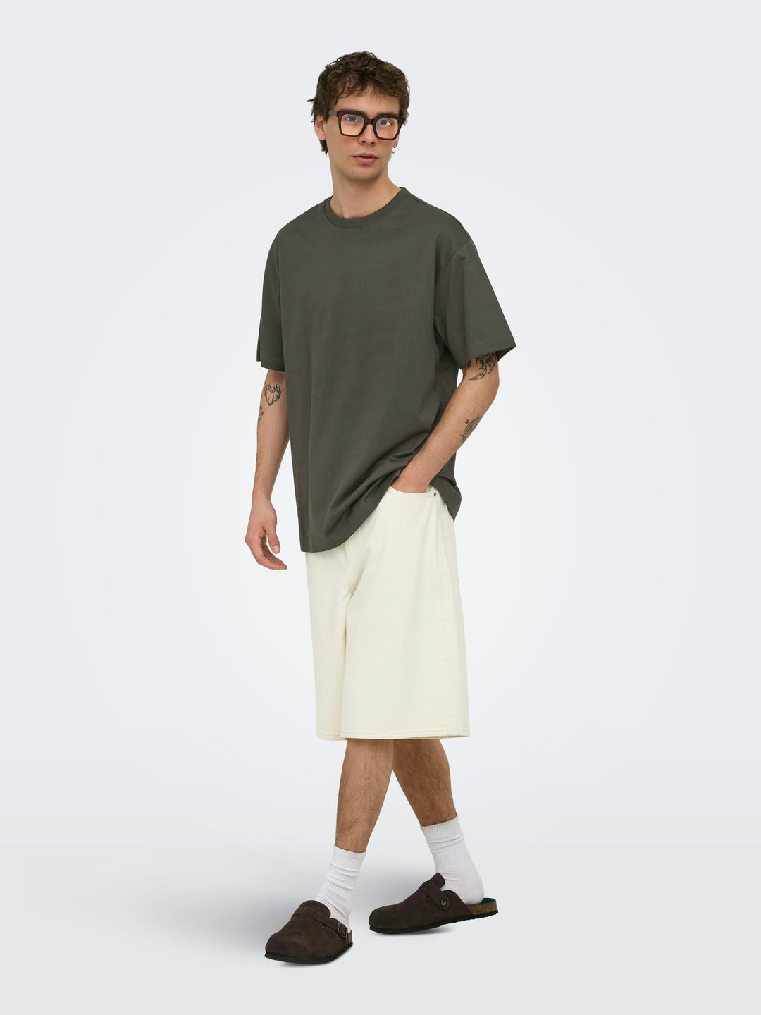 ONLY & SONS ONSFRED LIFE RLX SS TEE – heren t-shirt - Army
