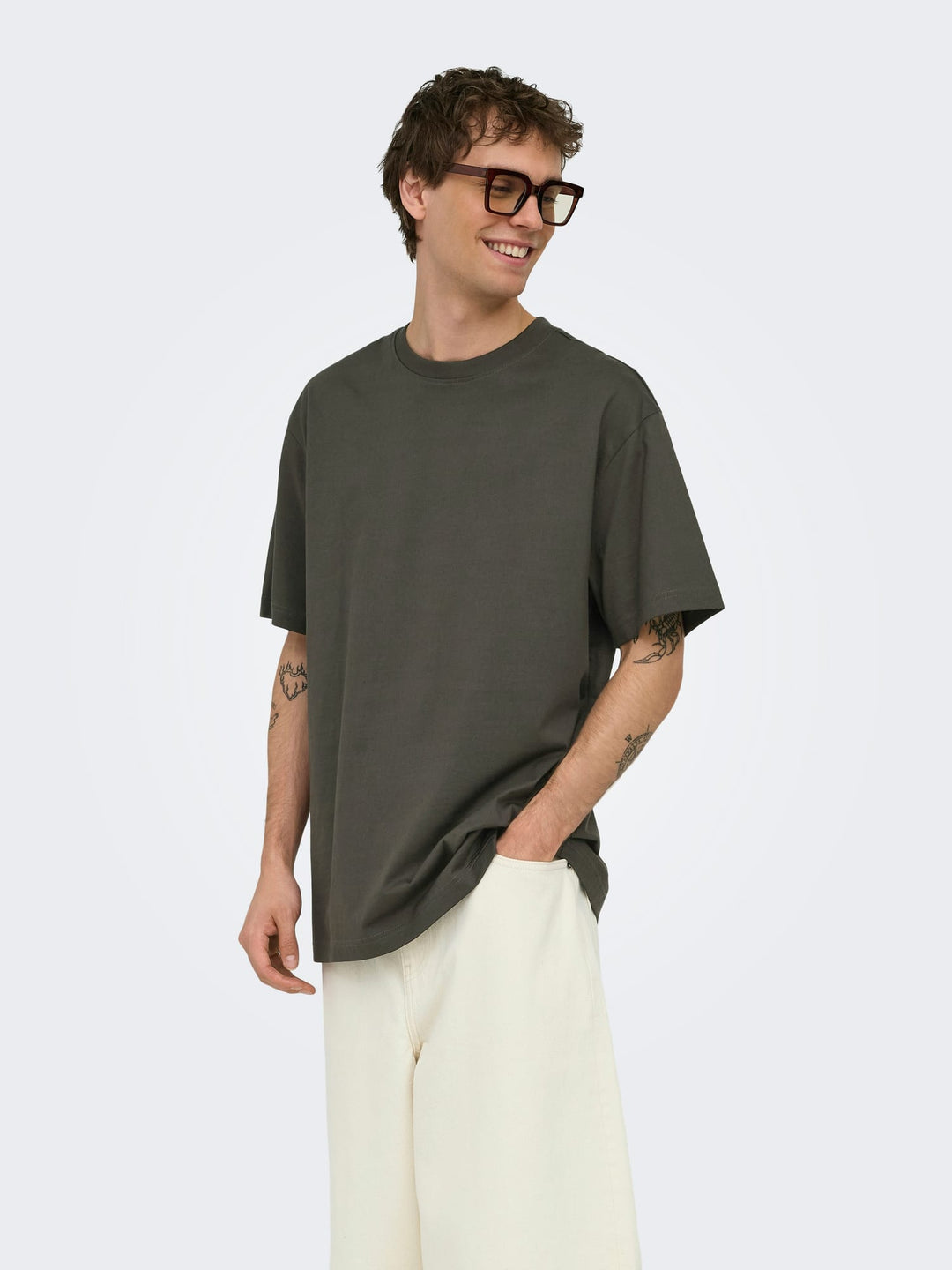 ONLY & SONS ONSFRED LIFE RLX SS TEE – heren t-shirt - Army