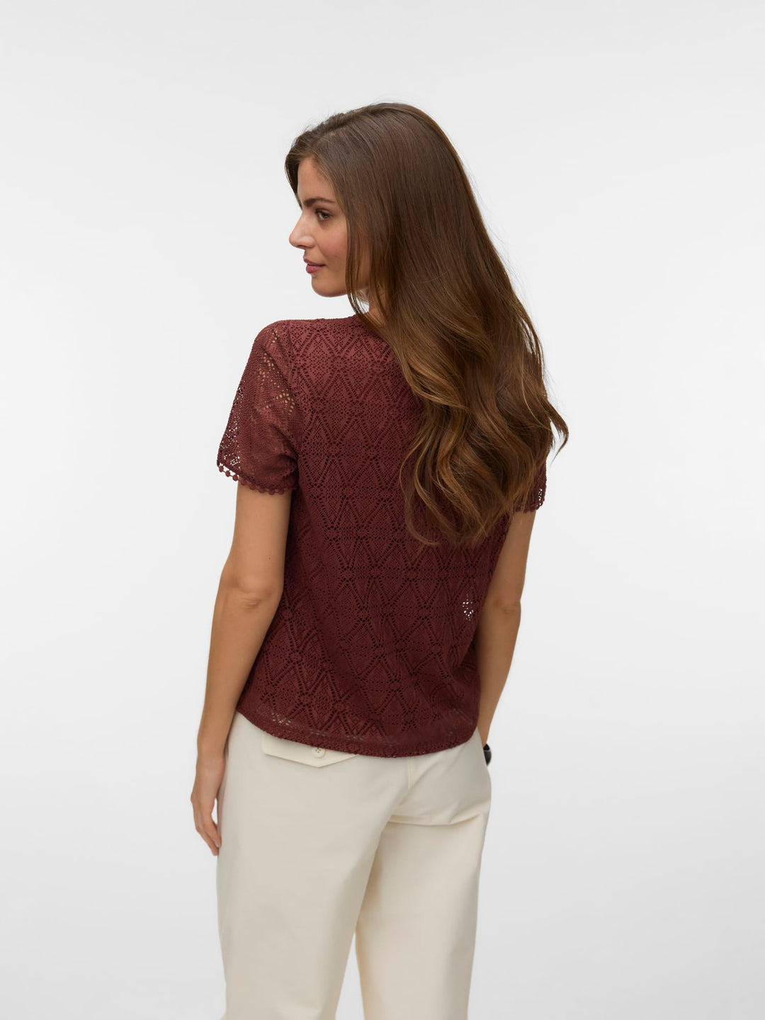 VERO MODA VMMAYA SS V NECK TOP JRS rood – dames