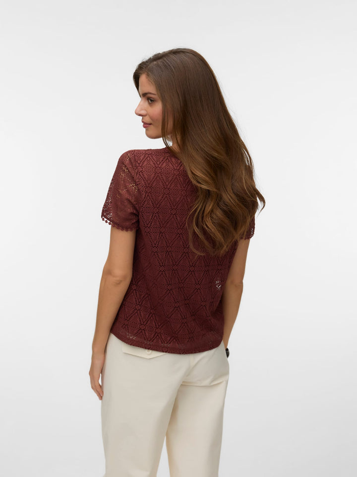 VERO MODA VMMAYA SS V NECK TOP JRS rood – dames