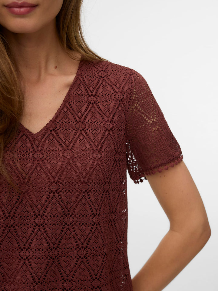 VERO MODA VMMAYA SS V NECK TOP JRS rood – dames