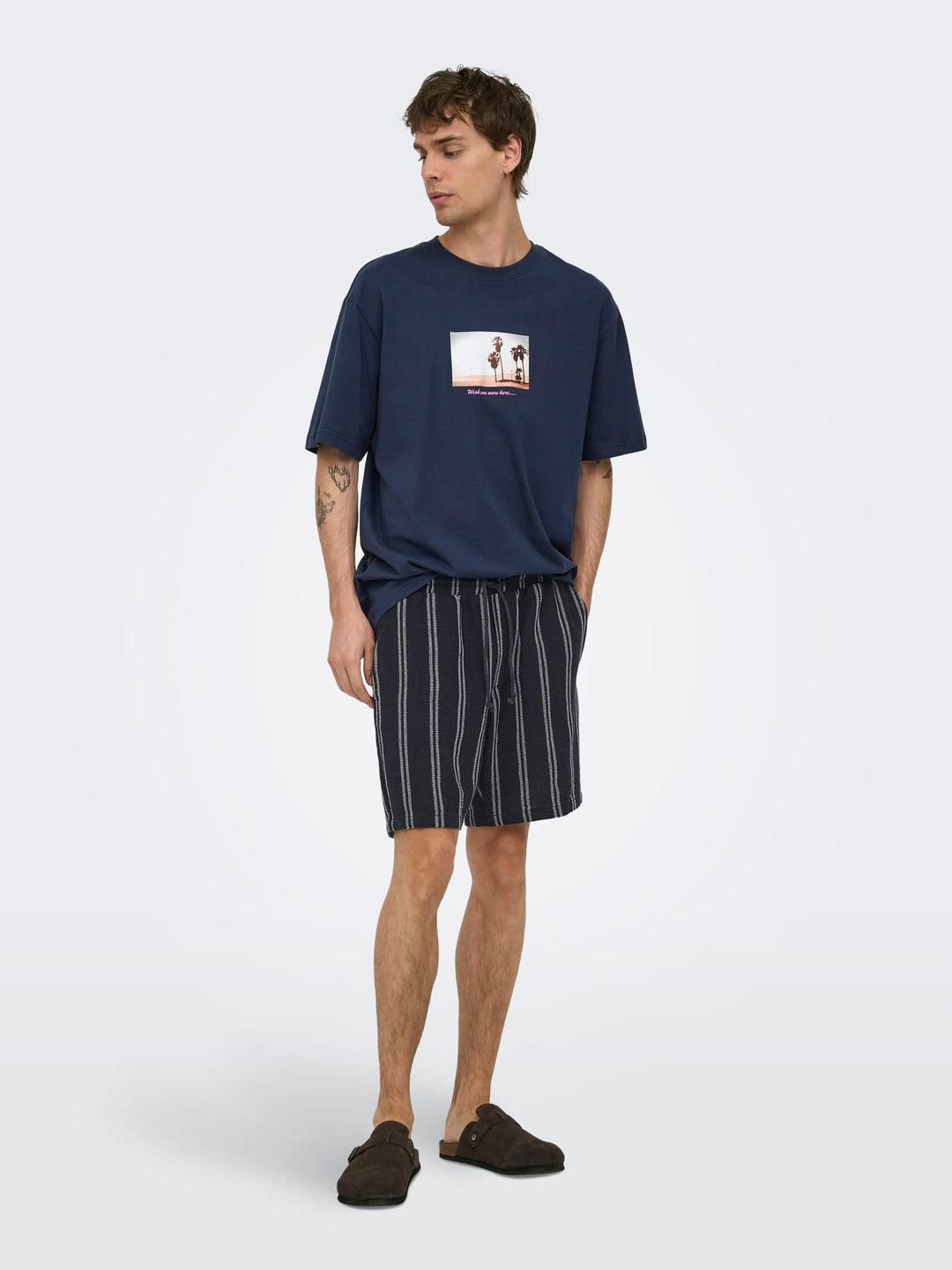ONLY & SONS Trev short heren blauw dessin