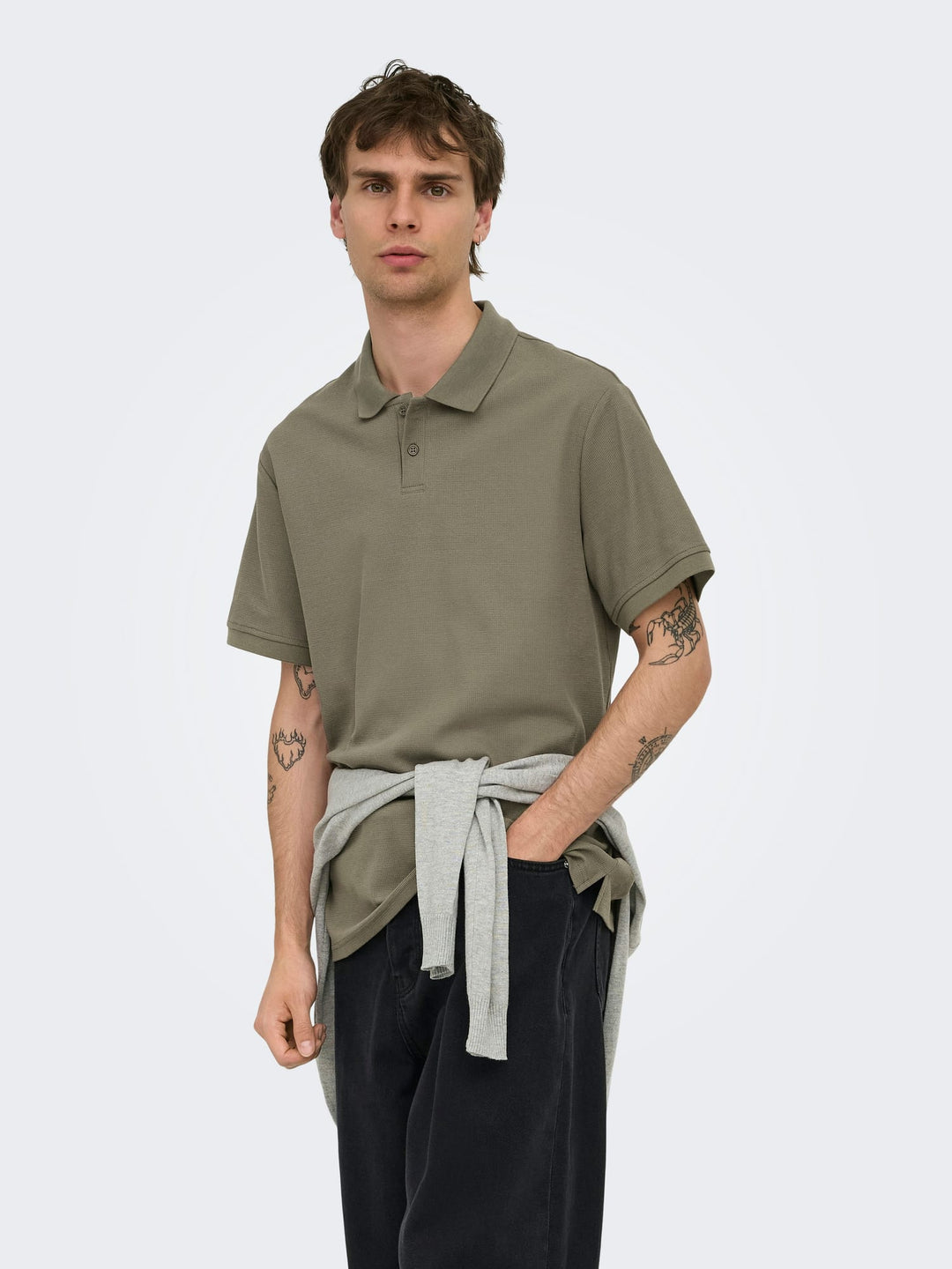 ONLY & SONS polo k/m taupe – heren
