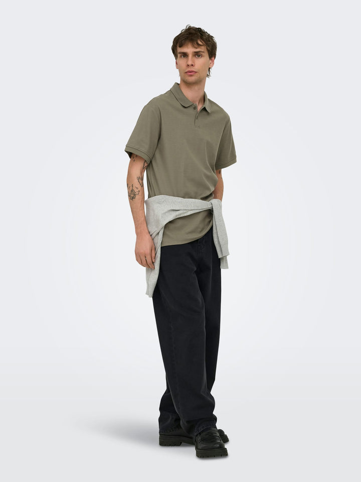 ONLY & SONS polo k/m taupe – heren