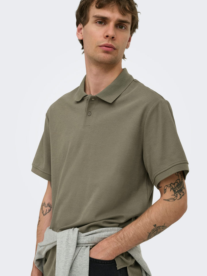 ONLY & SONS polo k/m taupe – heren