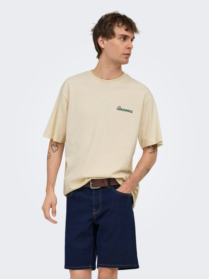 ONLY & SONS ONSCHEF LIFE RLX SS TEE ecru – heren t-shirt