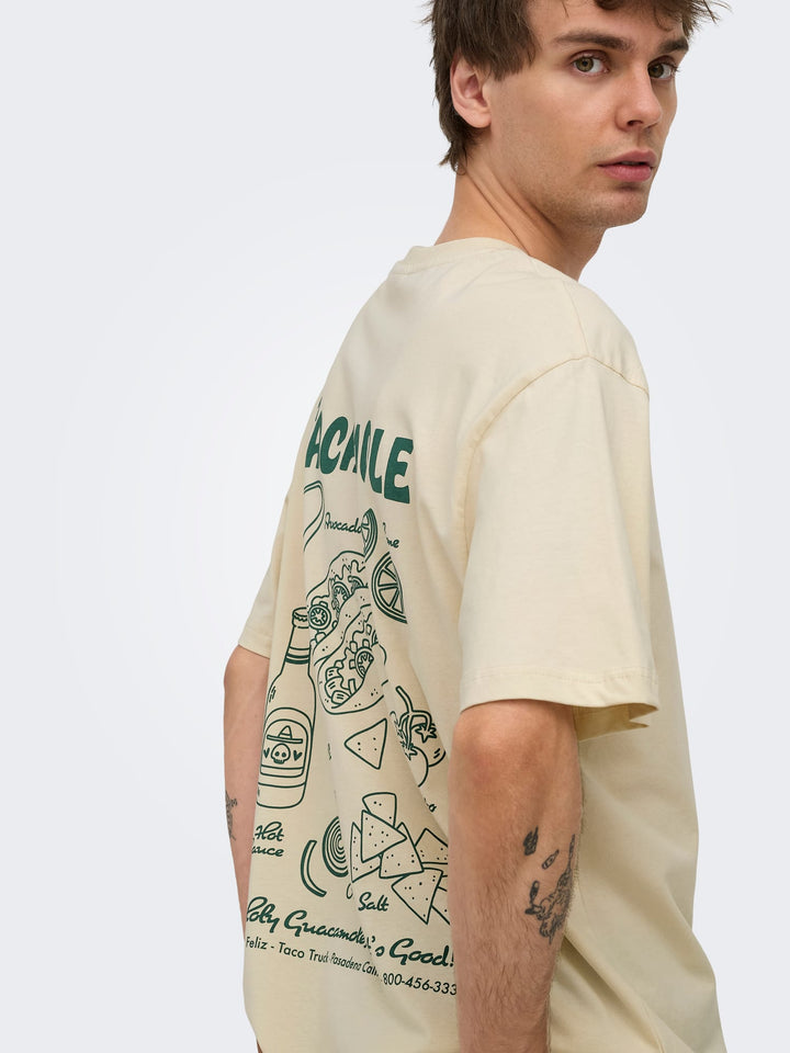 ONLY & SONS ONSCHEF LIFE RLX SS TEE ecru – heren t-shirt