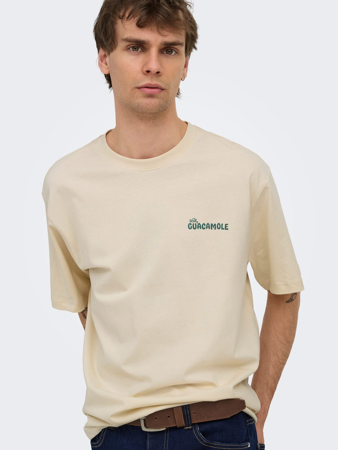 ONLY & SONS ONSCHEF LIFE RLX SS TEE ecru – heren t-shirt