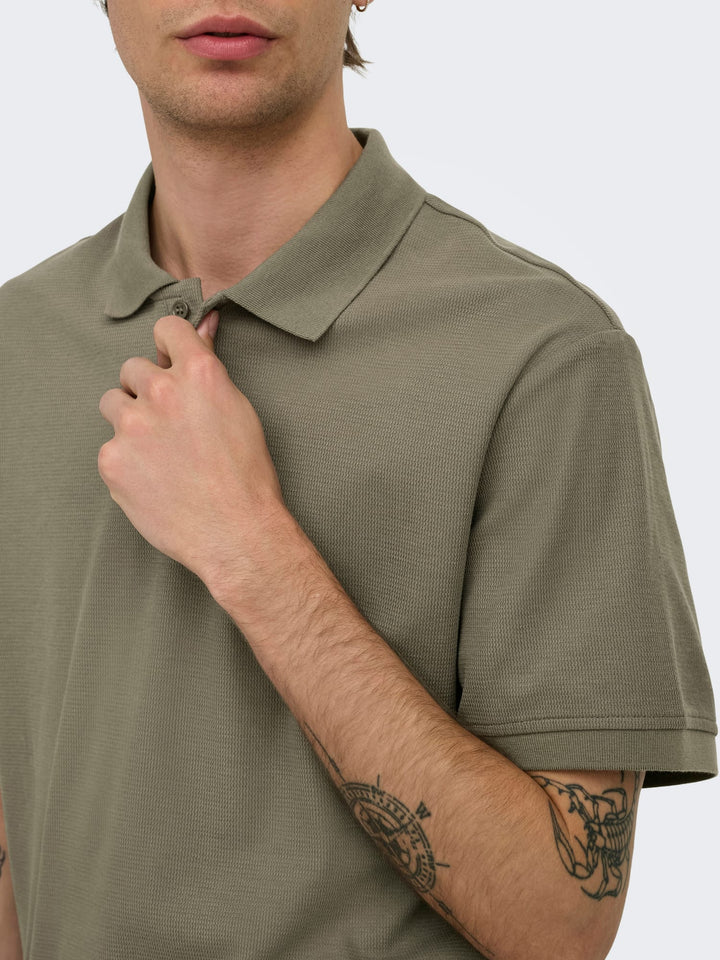 ONLY & SONS polo k/m taupe – heren