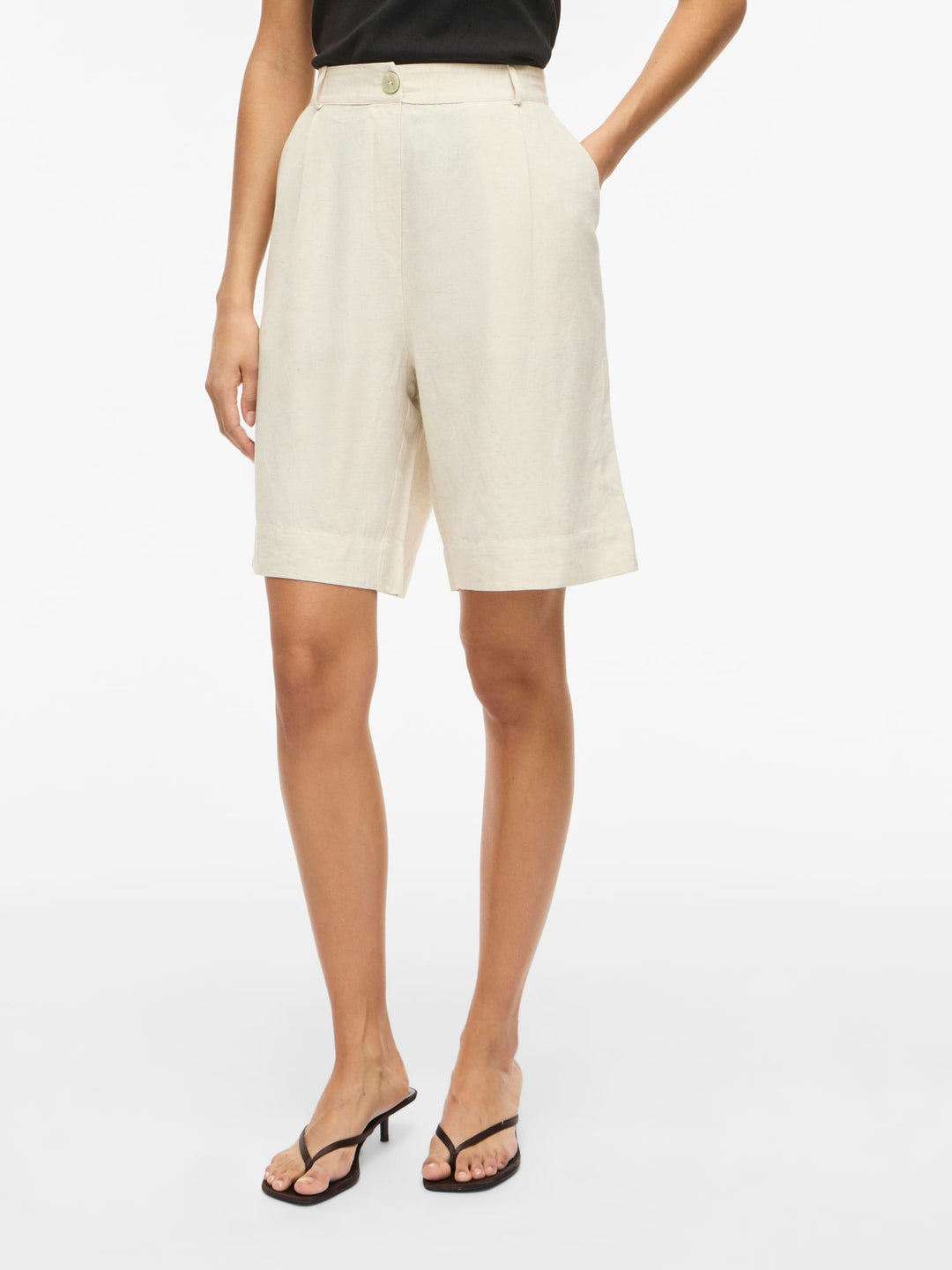 Vila 14113584 prisilla bermuda dames beige