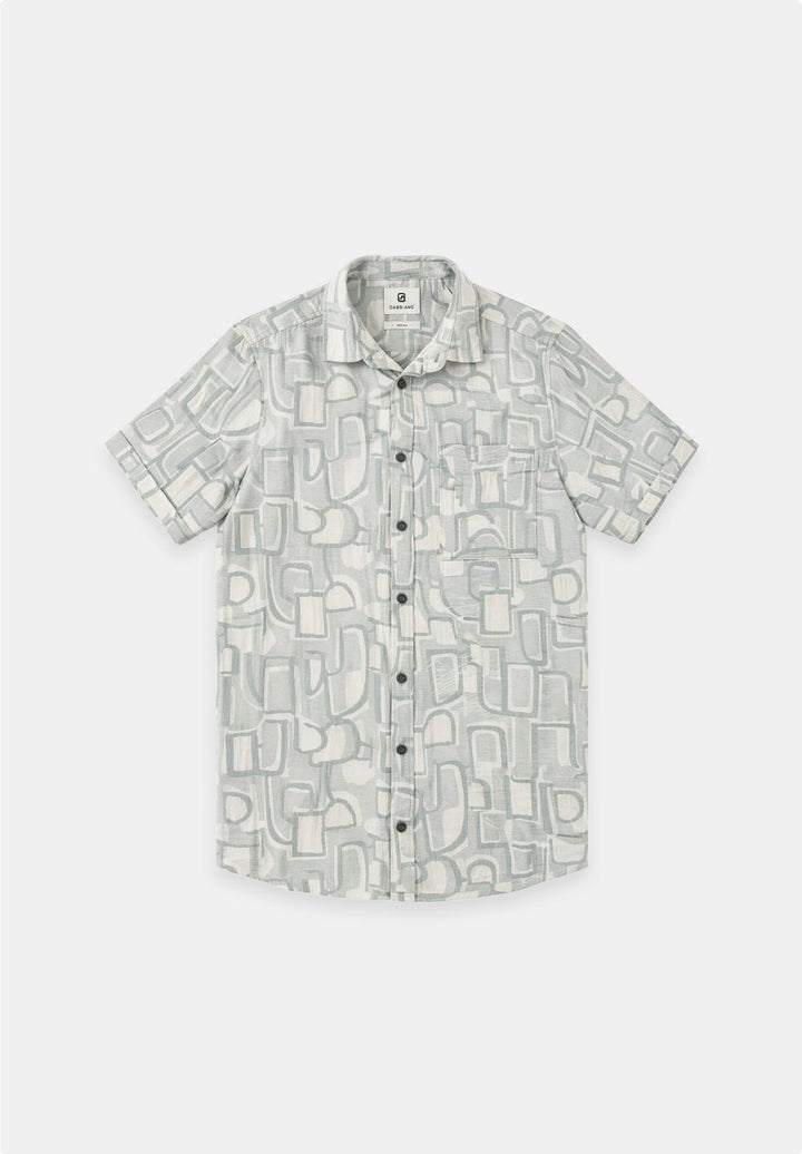 Gabbiano men 3365305 Kitt overhemd k/m groen dessin – heren