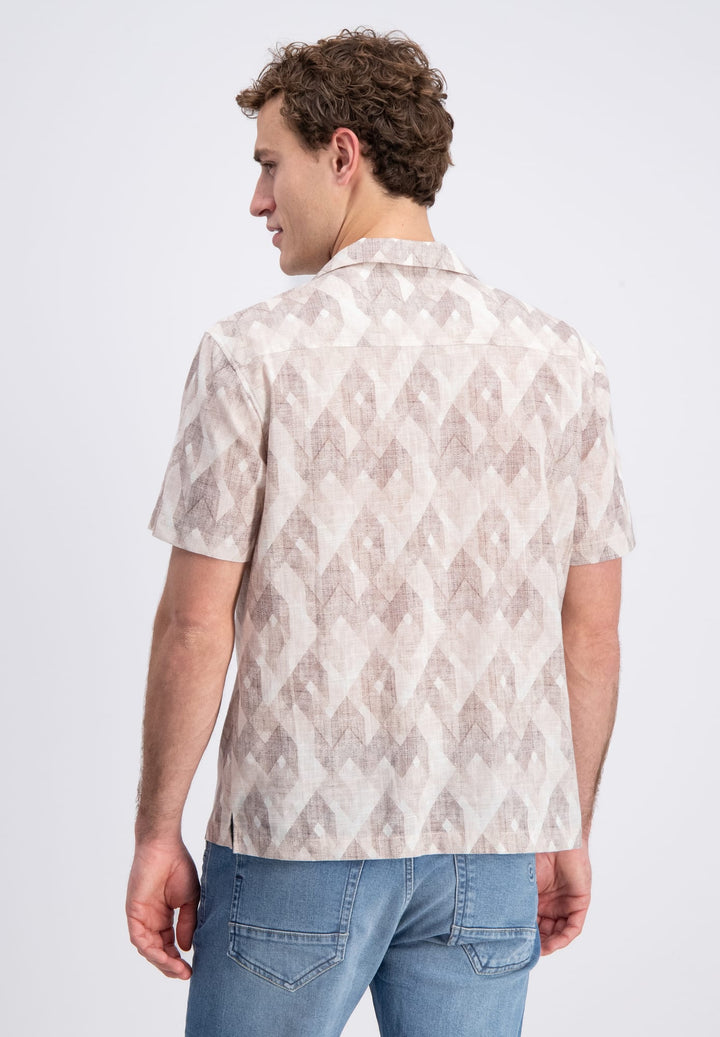 Gabbiano men 3365316 Roman overhemd k/m zand dessin