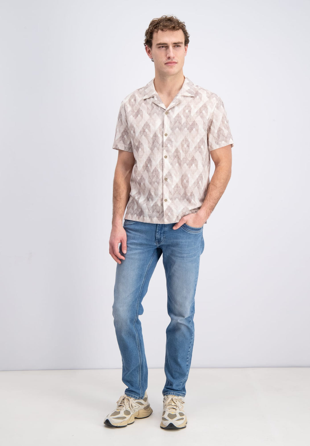 Gabbiano men 3365316 Roman overhemd zand dessin – heren