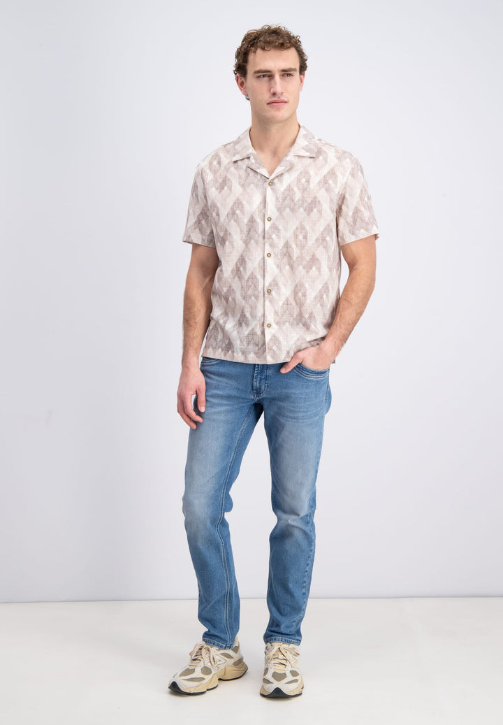 Gabbiano men 3365316 Roman overhemd k/m zand dessin