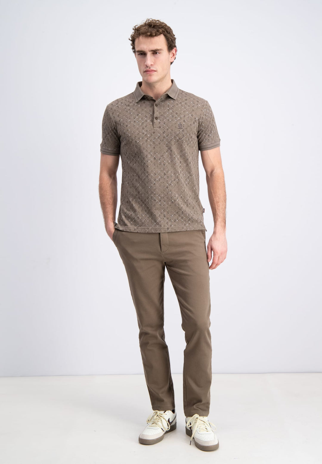 Gabbiano men polo k/m bruin dessin – heren