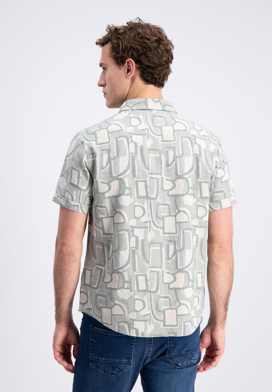 Gabbiano men overhemd k/m groen dessin – heren