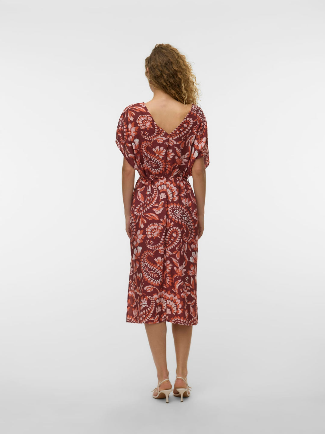 VERO MODA 10340853 Nellie jurk midi dames rood dessin