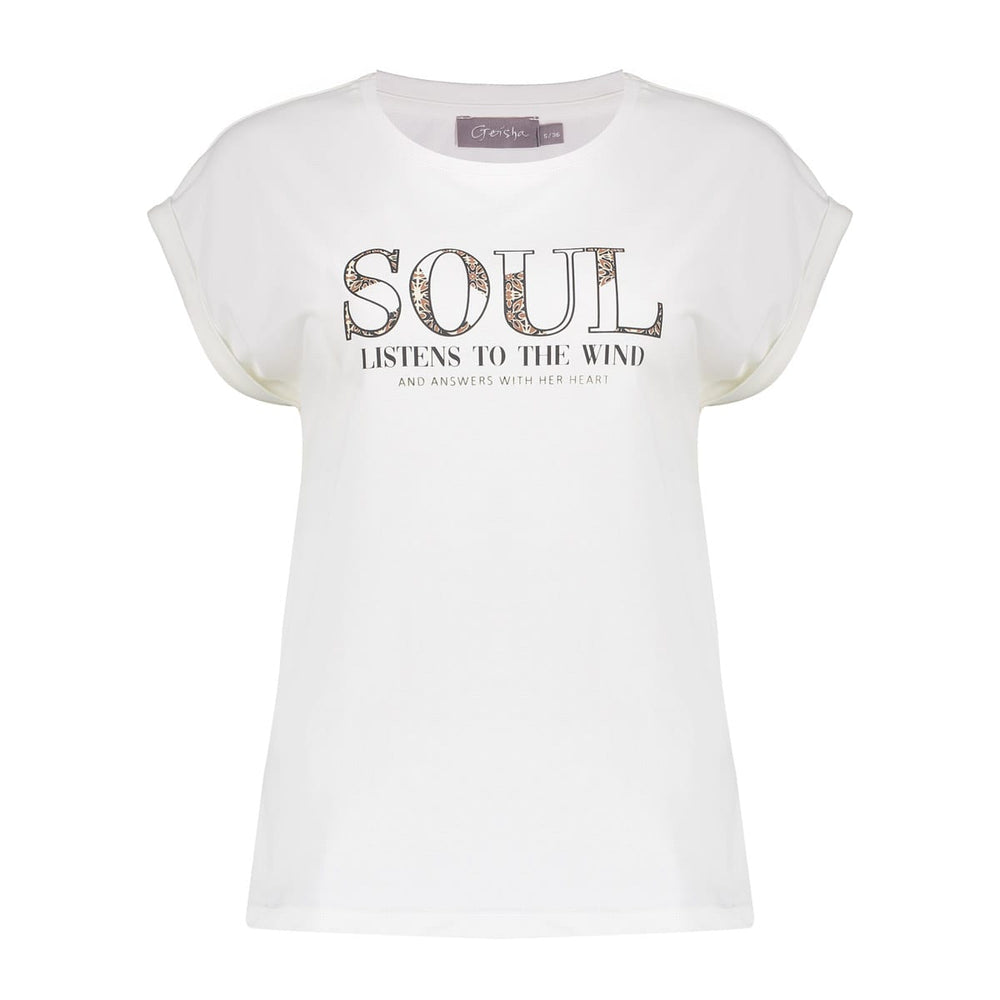 Geisha T-shirt 'soul' off-white – dames