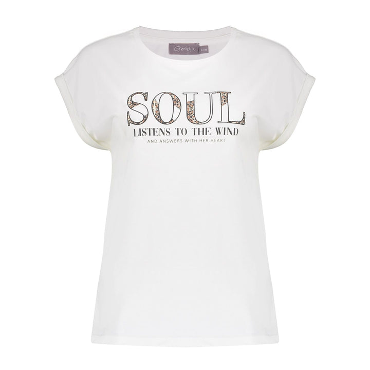 Geisha T-shirt 'soul' off-white – dames
