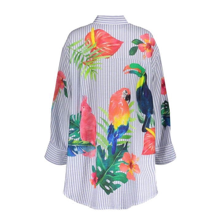 Geisha blouse l/m dames wit dessin – 63162-70