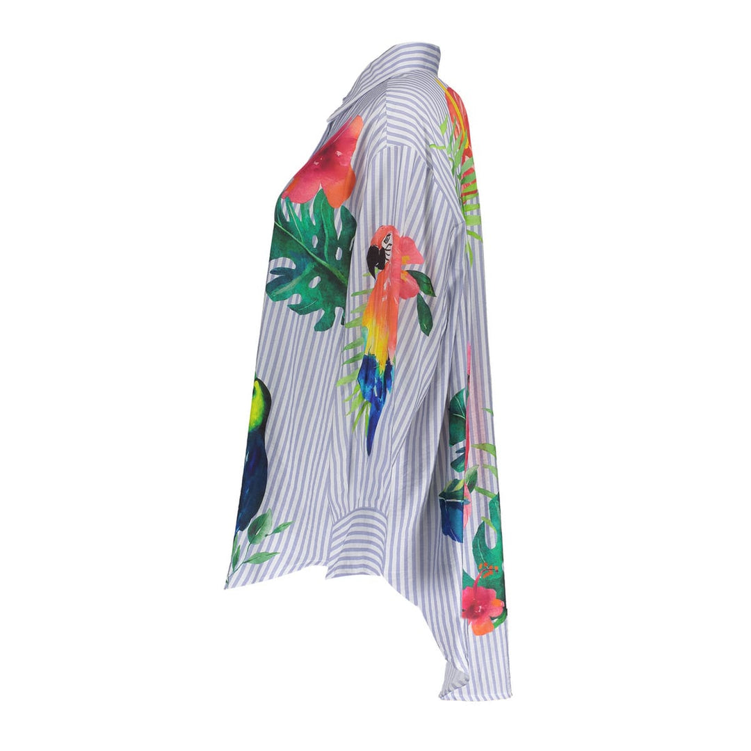 Geisha blouse l/m dames wit dessin – 63162-70