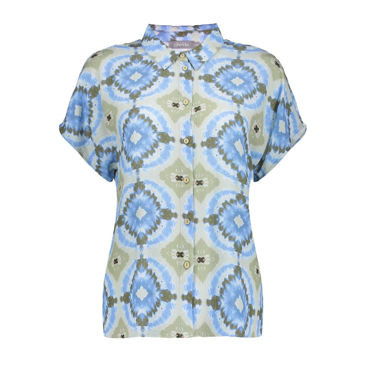 Geisha blouse 63277-20 blauw dessin – dames