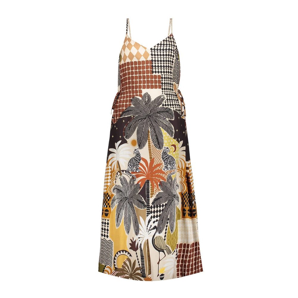 Geisha dames jurk midi bruin dessin – 67407-20
