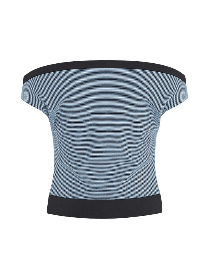Hype drop 32000951 paige off-shoulder top blauw dessin
