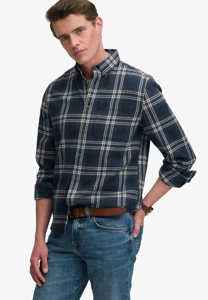 Superdry heren overhemd l/m blauw dessin – M4011197A