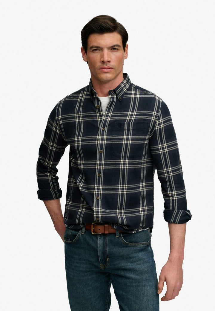 Superdry heren overhemd l/m blauw dessin – M4011197A