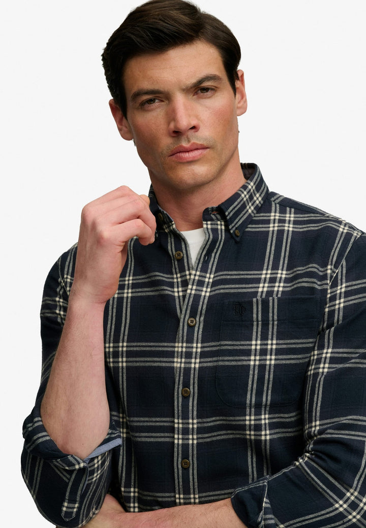 Superdry heren overhemd l/m blauw dessin – M4011197A