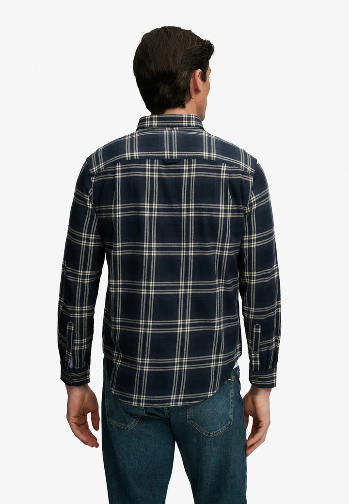 Superdry heren overhemd l/m blauw dessin – M4011197A