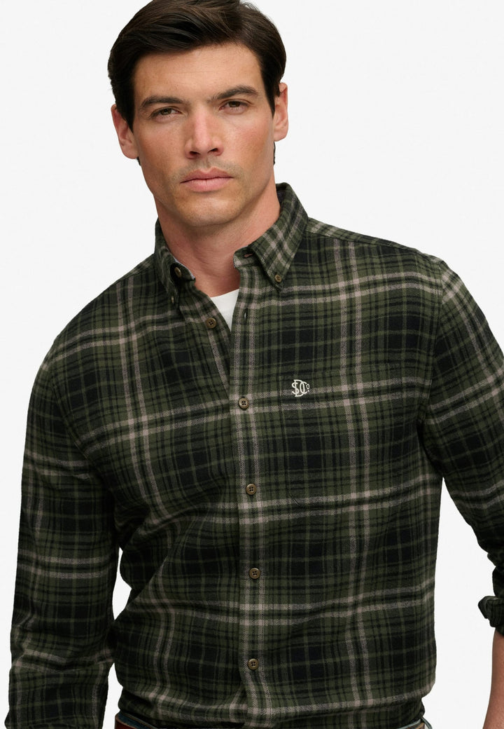 Superdry M4011197A overhemd l/m heren groen dessin