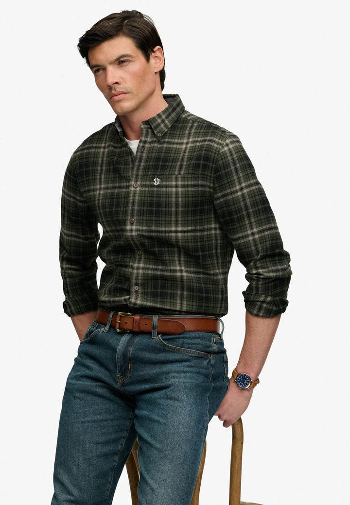 Superdry heren overhemd l/m groen dessin – M4011197A