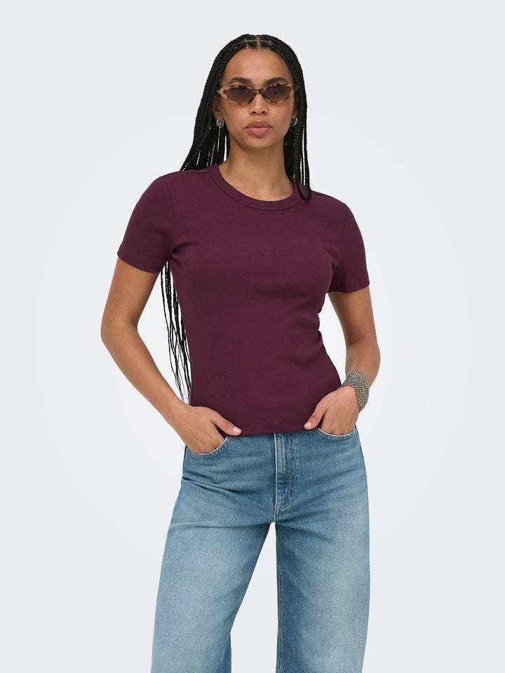 Only 15369240 Val t-shirt k/m dames bordeaux
