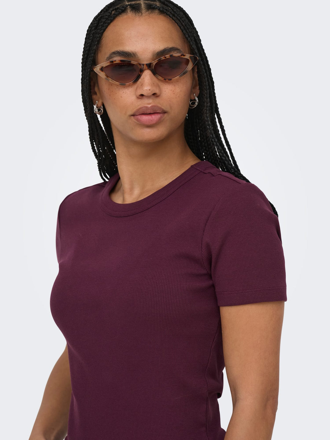 Only t-shirt k/m dames bordeaux – ONLVAL S/S O-NECK